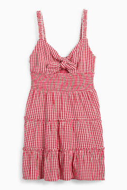 Šaty fit & flare s detailem uzlu - kostkované