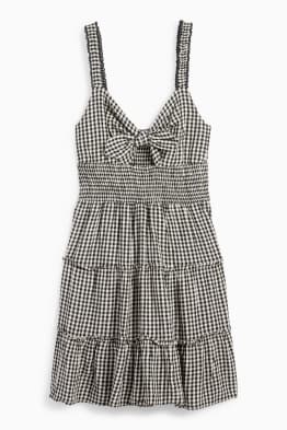 Šaty fit & flare s detailem uzlu - kostkované