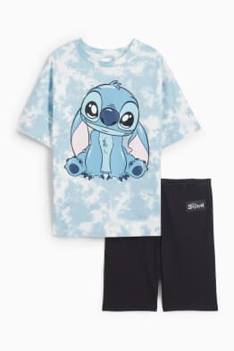 Lilo & Stitch - set - maglia a maniche corte e bermuda stile ciclista - 2 pezzi
