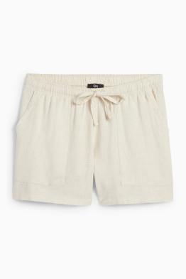 Korte broek, deels van linnen - mid waist