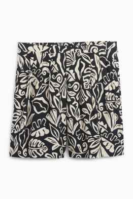 Bermuda shorts - high waist - patterned - textured