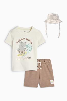 Hippopotame - tenue pour bébé - 3 pièces