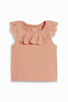 Baby-Top - Broderie Anglaise - gerippt