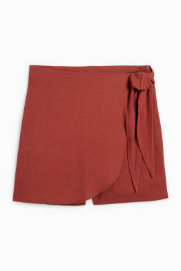 Sukně skort s lněným podílem