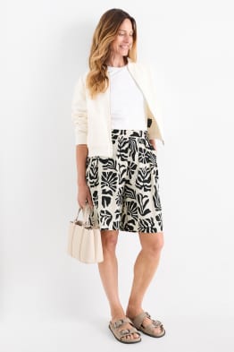 Bermudas - High Waist - gemustert - strukturiert