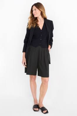 Bermuda shorts - high waist - textured