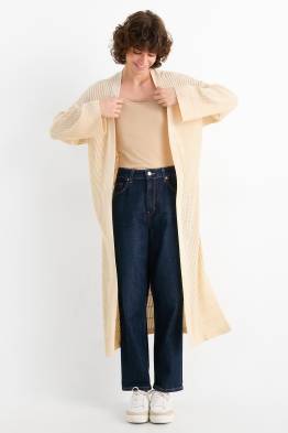 Lange Strickjacke - gerippt