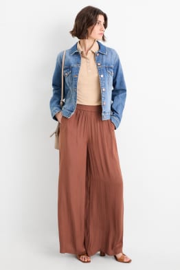 Pantaloni di stoffa - vita alta - gamba larga