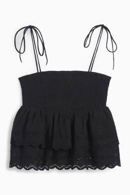 Blouse top - broderie anglaise - smocked