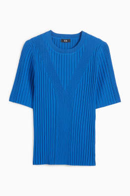 Maglione - maniche corte - a coste