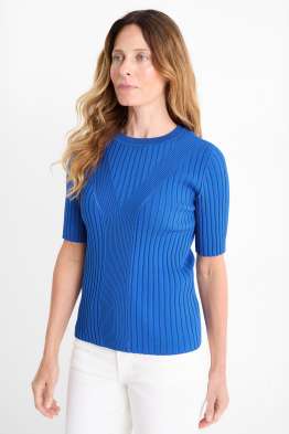 Maglione - maniche corte - a coste