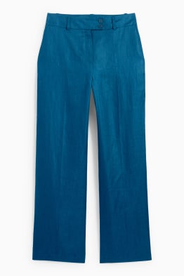 Business lněné kalhoty - high waist - straight fit