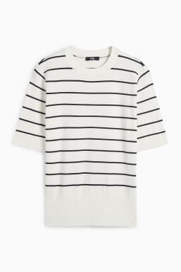 Pull en maille - manches courtes - à rayures