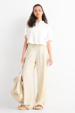 Cloth trousers - mid-rise waist - wide leg