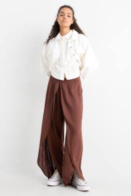 Cloth trousers - mid-rise waist - wide leg