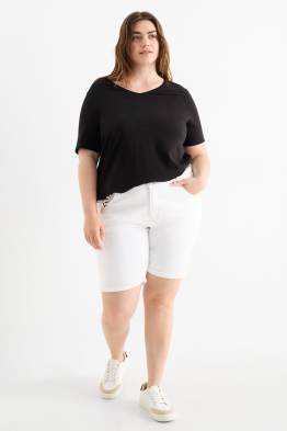 Short en jean avec ceinture - mid-waist