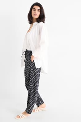 Cloth trousers - high waist - tapered fit - patterned