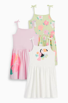 Multipack 3er - Blume und Tukan - Kleid