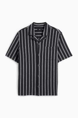 Shirt - regular fit - lapel collar - striped - textured