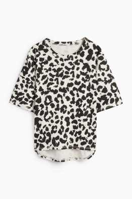 Tričko basic - oversized - s leopardím vzorem