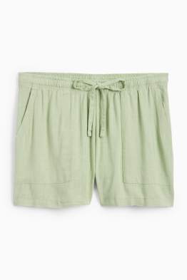 Šortky s lněným podílem - mid waist