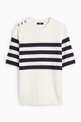 Pull en maille - manches courtes - à rayures