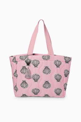 Grote shopper met stiksels - met patroon