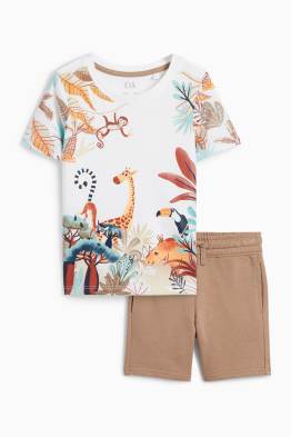 Junglă - set - tricou cu mânecă scurtă și pantaloni scurți de trening - 2 piese