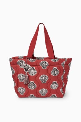 Grote shopper met stiksels - met patroon