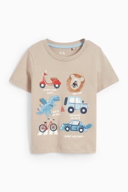 Dinozaur i auto - koszulka z krótkim rękawem