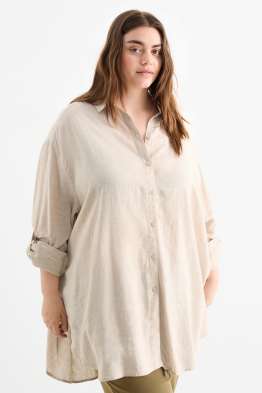 Bluse - Leinen-Mix