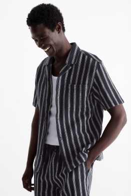 Shirt - regular fit - lapel collar - striped - textured