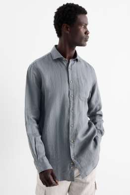 Linen business shirt - regular fit - cutaway collar