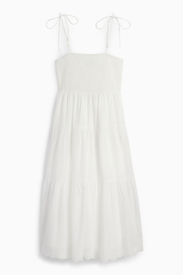 A-Linien Kleid - Broderie Anglaise - gesmokt