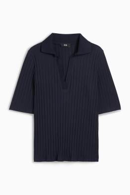 Tričko s výstřihem ve tvaru V - regular fit - žebrované