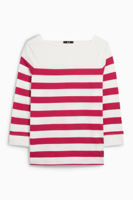 Basic-Langarmshirt - gestreift