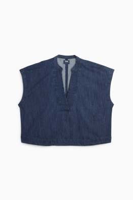 Top van denim, met V-hals