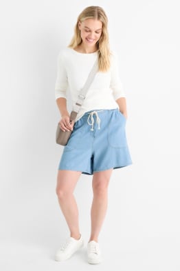 Shorts - high waist - denim look