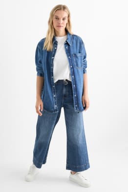 Wide leg jeans with belt - mid-rise waist