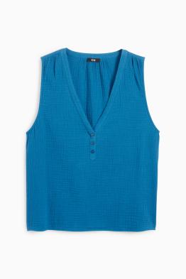 Blousetop met V-hals - met structuur