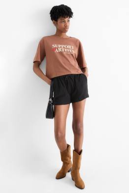 Korte broek van mousseline - mid waist