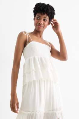 Blouse top - broderie anglaise - smocked