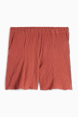 Shorts - vita alta - tessuto tramato