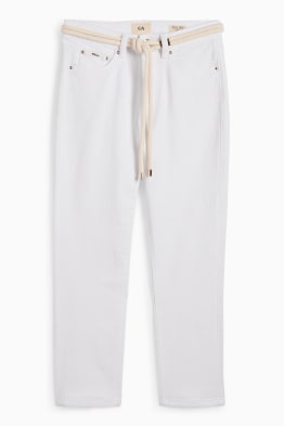 Slim Jeans mit Gürtel - Mid Waist