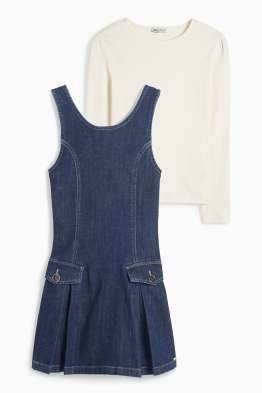 Set - Langarmshirt und Jeanskleid - 2 teilig