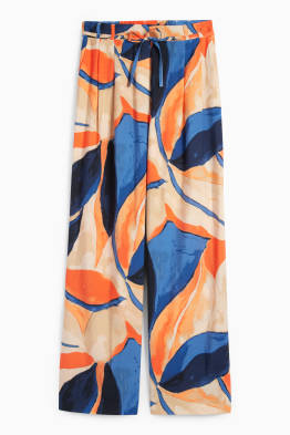 Pantalon - high waist - wide leg - met patroon