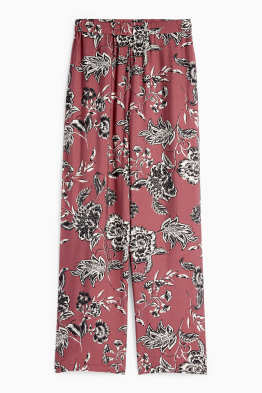 Stoffhose - High Waist - Wide Leg - geblümt