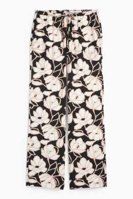 Pantalon - mid waist - palazzo - gebloemd