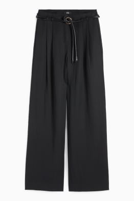 Pantalon met ceintuur - high waist - wide leg