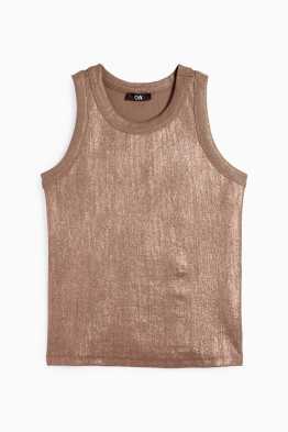 Top - ribbed - shiny